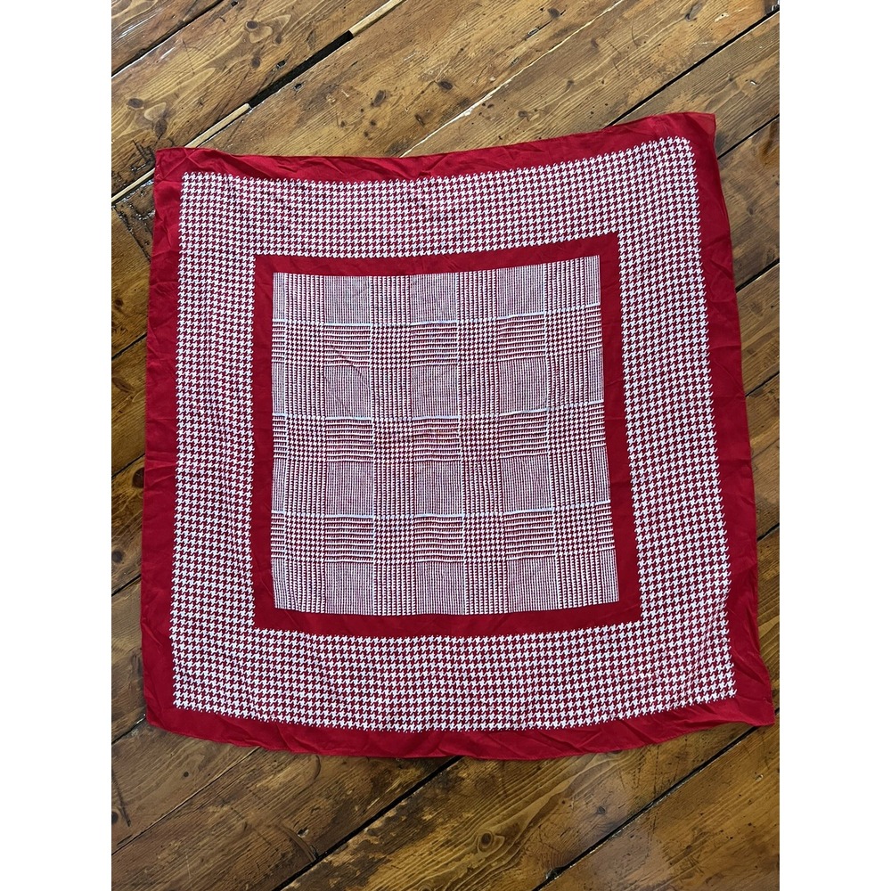 Made In Italy Symphony Square Scarf Red & White Checkered Rayon 30x30